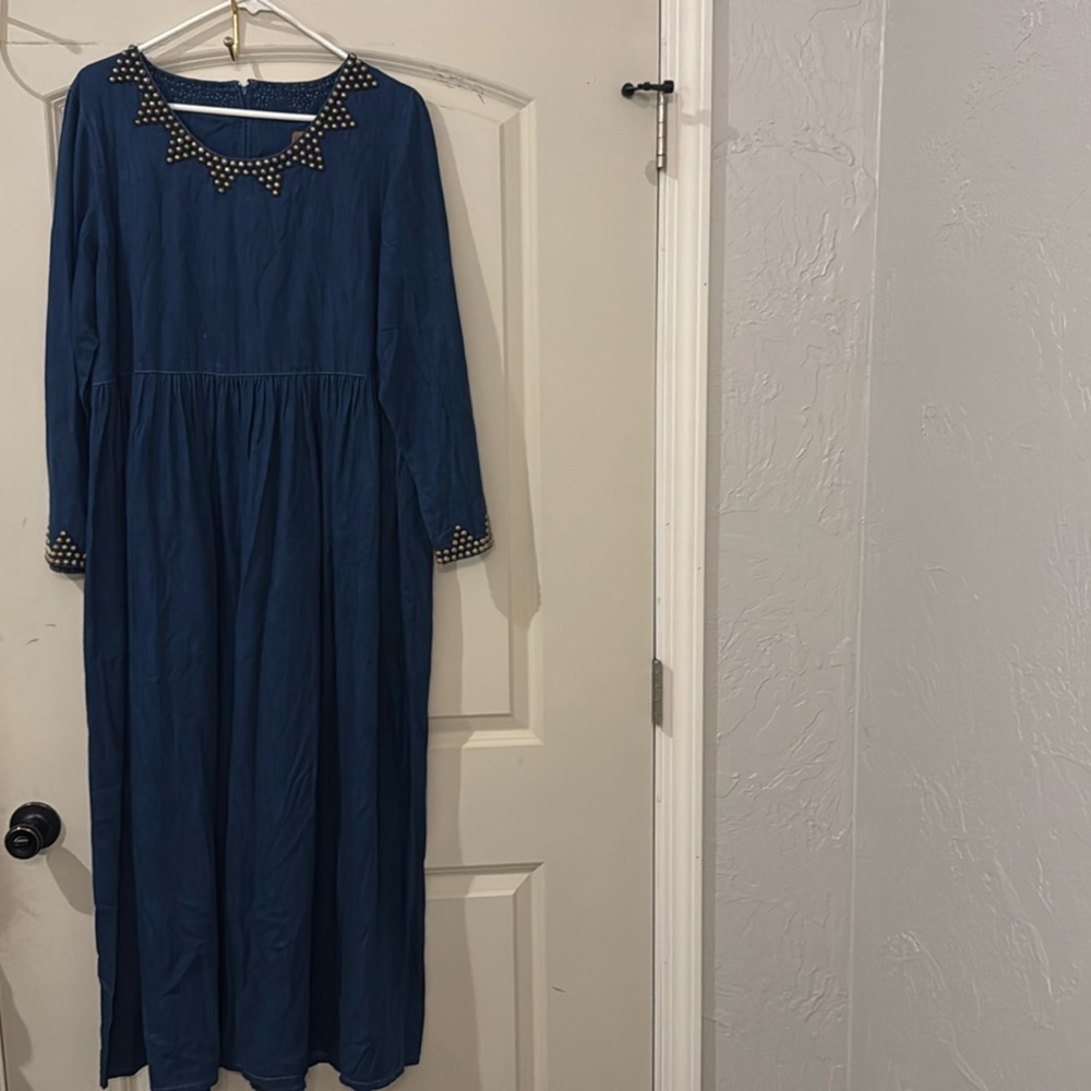 Double D Ranch Blue Maxi Dress with Silver Accents